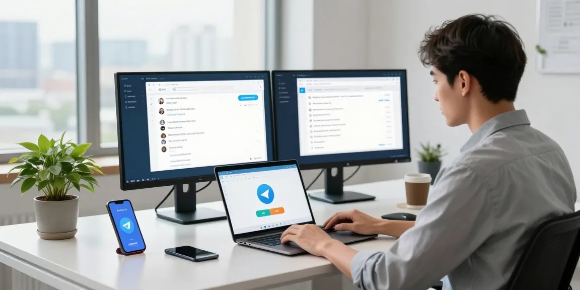 Using Telegram web version in a modern office for effective communication