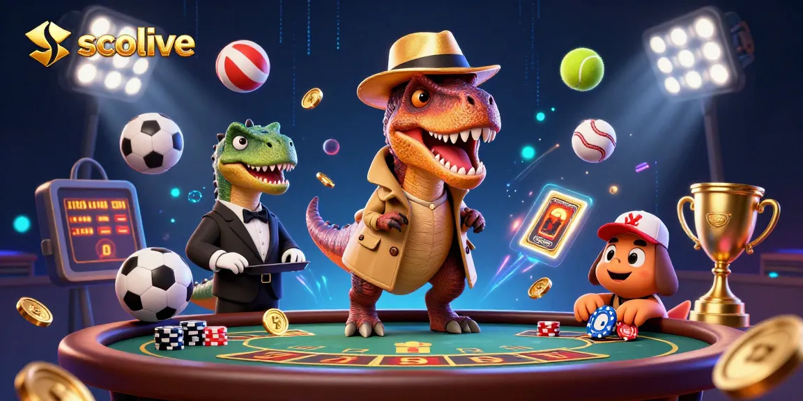 Socolive showcases captivating gambling action with a velociraptor card counter, stegosaurus pit boss, and compy pickpocket at a vibrant casino scene.