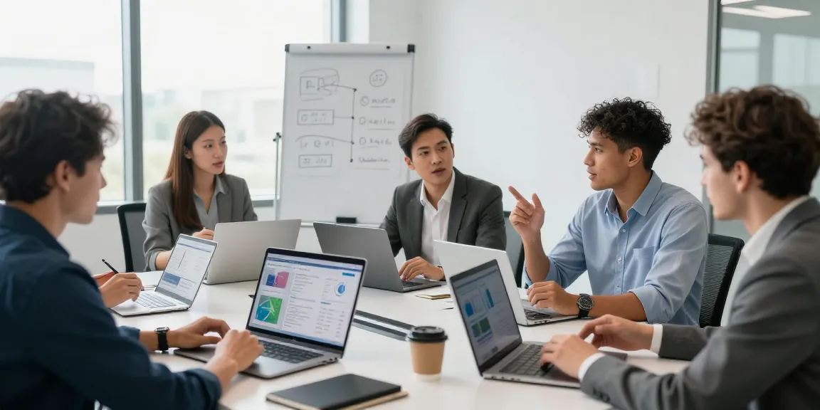 Team collaborating on small business IT support services in a modern office.