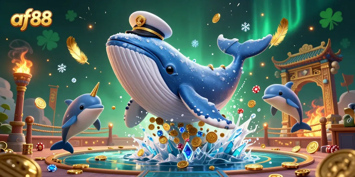 Experience thrilling gameplay with af88, a dynamic casino scene featuring a whale, narwhal, and dolphins.