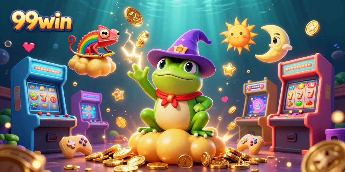 Engage with 99win's thrilling casino atmosphere, featuring vibrant characters and dynamic gaming elements.