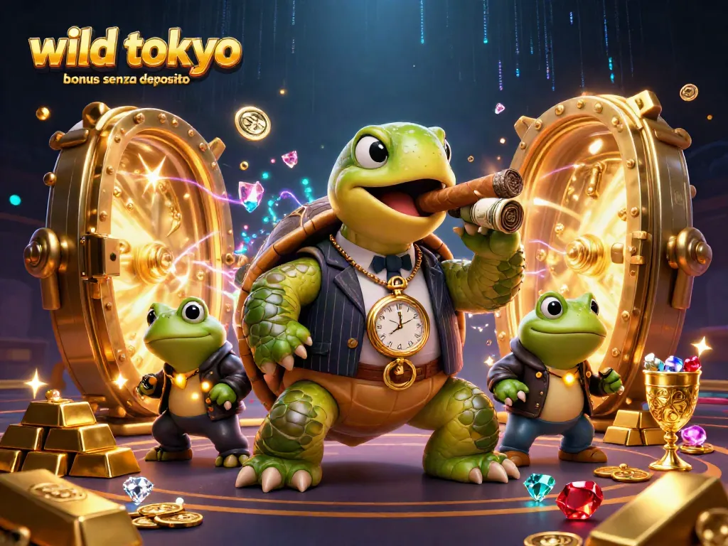 Experience the excitement of wild tokyo bonus senza deposito with a colorful casino-themed illustration featuring dynamic characters and game elements.