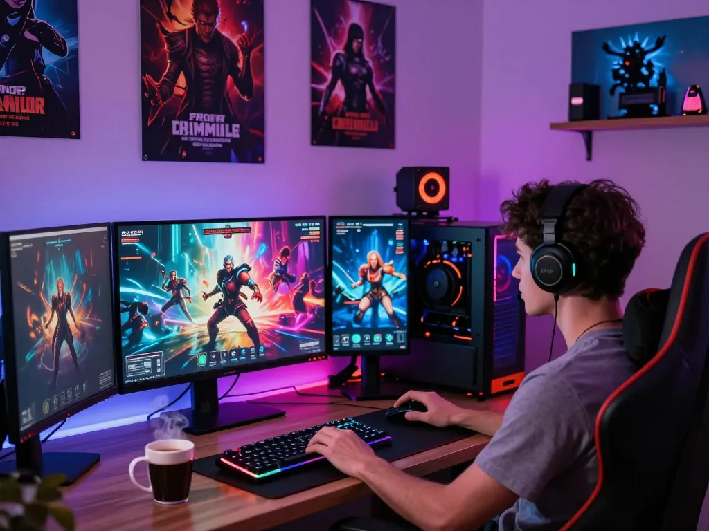 Engaging mind control porn gaming scene with vibrant graphics and immersive atmosphere