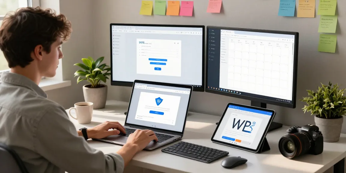 WPS Download in a modern home office setup, showcasing productivity tools on multiple screens.