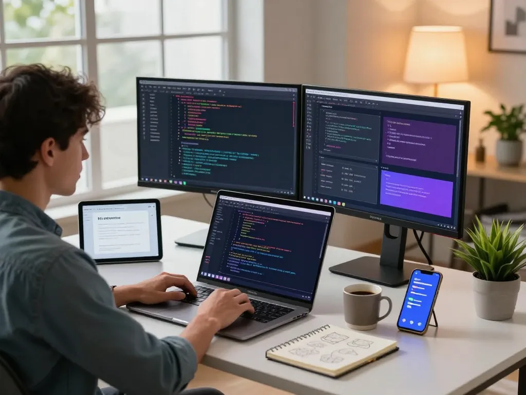 Developers engaging with CrushonAI in a modern workspace, showcasing innovation and productivity.