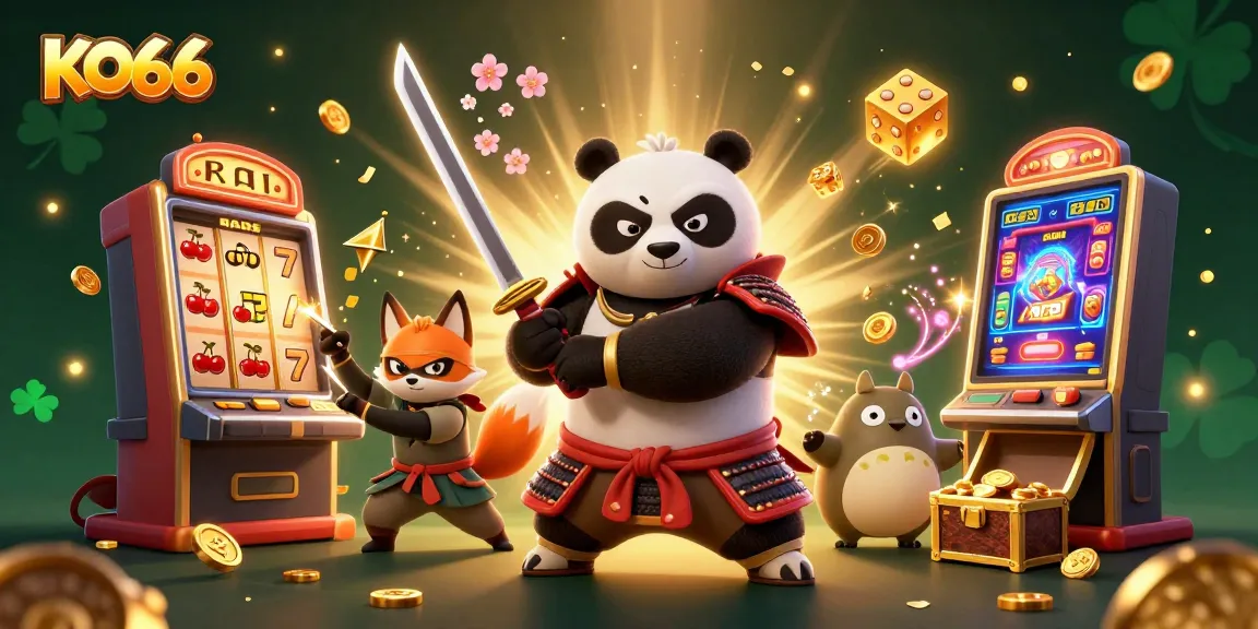 Experience an exciting KO66 slot game adventure with vibrant characters and rich casino elements.