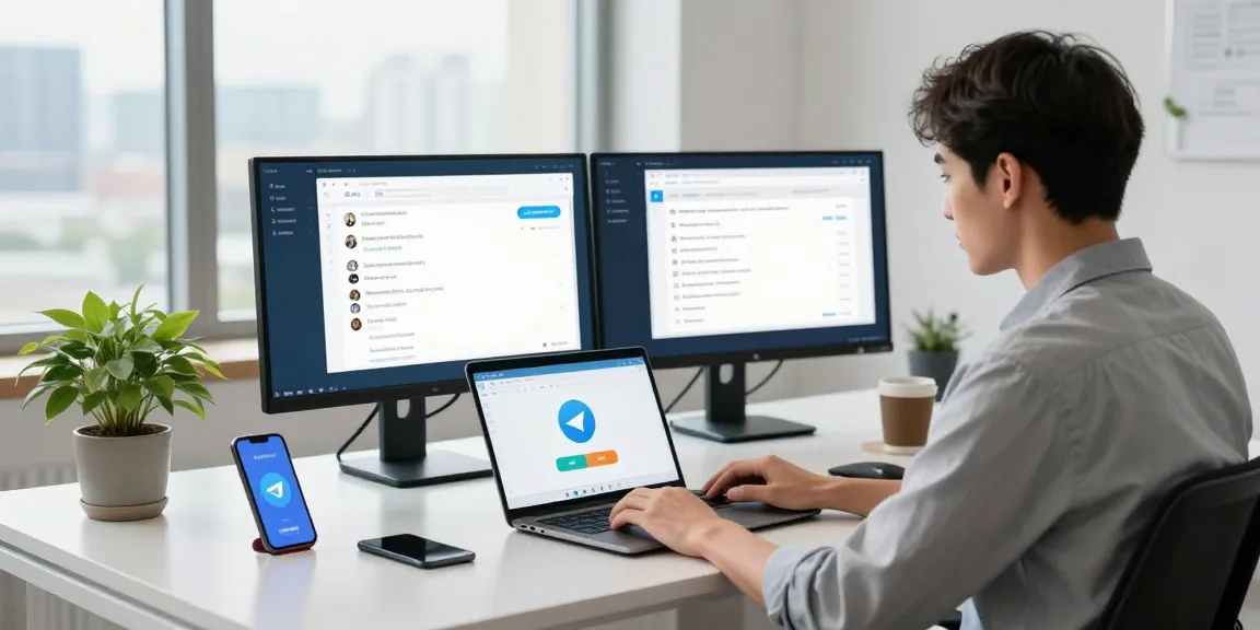 Using Telegram web version in a modern office for effective communication
