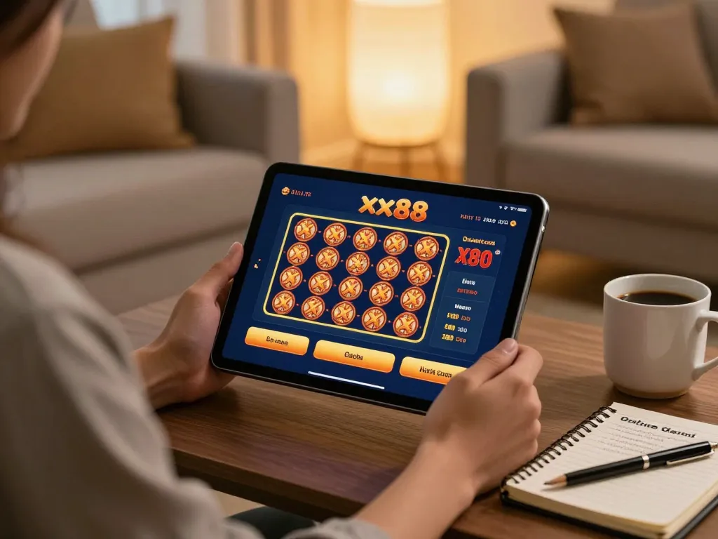 Player enjoying online betting experience on xx88 com platform in a cozy home setting.