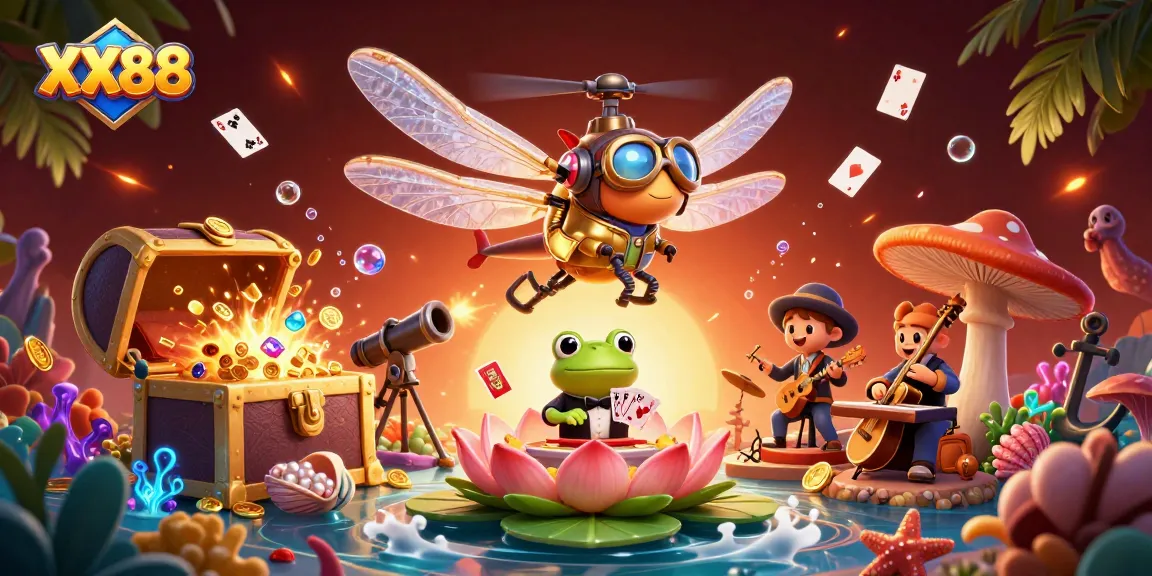 Experience thrilling gaming moments at XX88 with a vibrant casino scene and dynamic 3D characters.