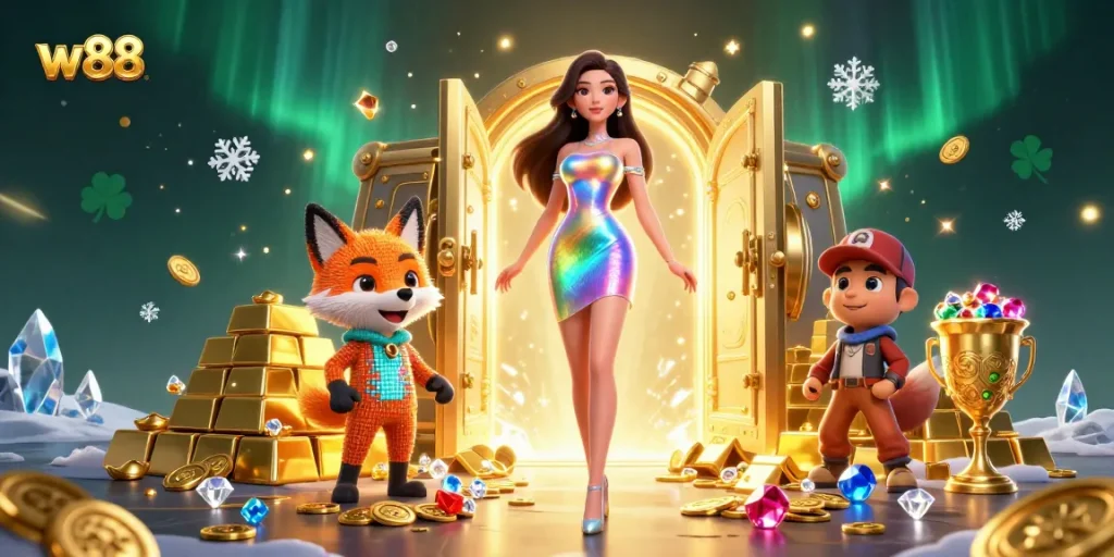 Win big at w88 with a dazzling 3D illustration showcasing thrilling casino elements and gaming excitement.