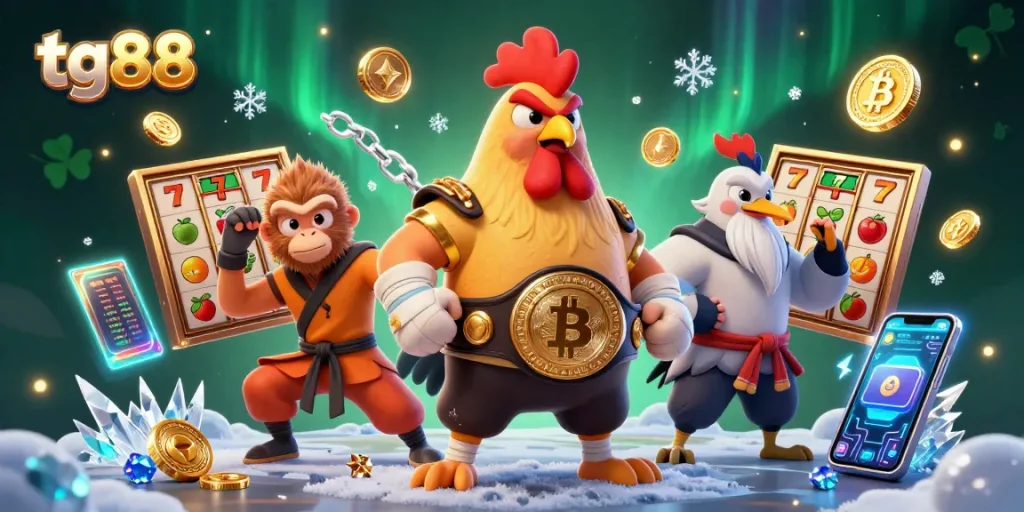 tg88 captures the excitement of slots with vibrant characters and casino elements, showcasing thrilling gameplay.